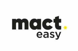 Logo van mact.easy met geel tandwieltje